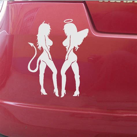New Design Car Stickers Sexy Angel Devil Girl Silhouette Car Motorcycle Truck Wall Window Decal