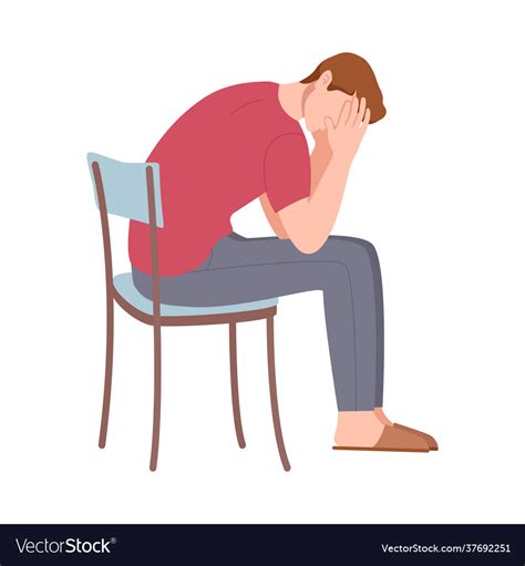 Young Man Sitting On Chair Holding His Head Vector Image