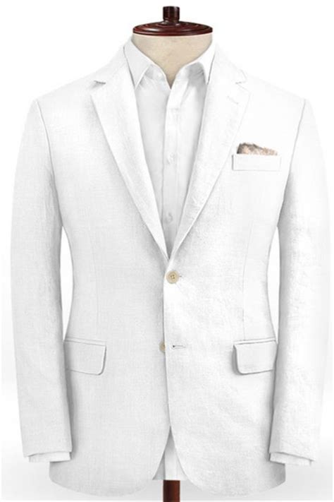 Summer White 2 Piece Linen Men Suit Cutsom Slim Fit Groom Prom
