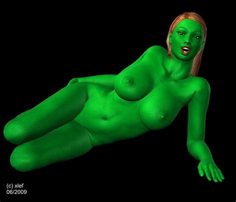 Rule 34 2009 3d Alien Breasts Female Gaila Green Skin Humanoid Looking At Viewer Lying Navel
