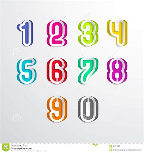 Set Of Number Colorful Paper Cut Out Vector