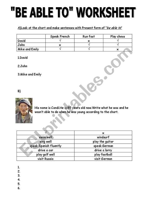 English Worksheets Be Able To Worksheet