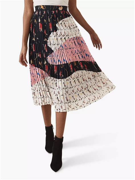 Reiss Olga Floral Pleated Midi Skirt Multi At John Lewis And Partners