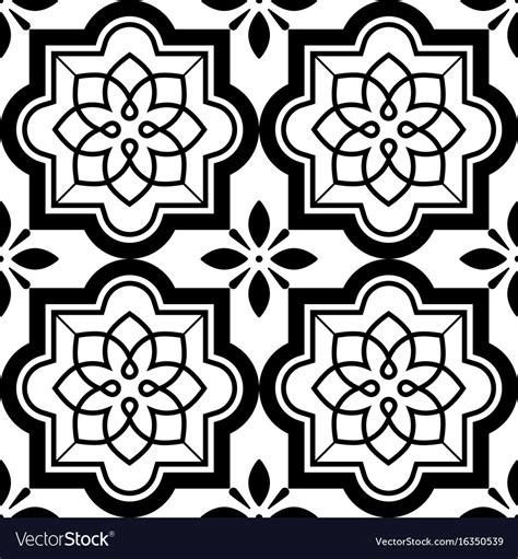 Tiles Pattern Lisbon Floral Mosaic Set Royalty Free Vector