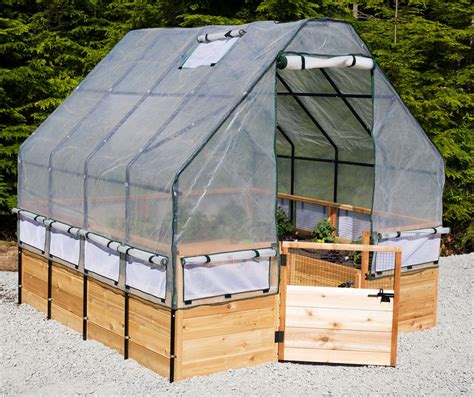 Olt Raised Cedar Garden Bed With Removable Greenhouse World Of