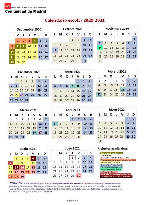 Calendario Escolar 2020 2021 Colegio Liceo Sorolla