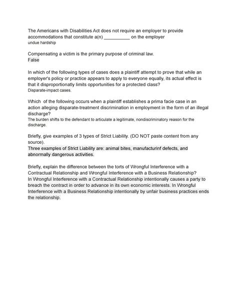 Final Exam part six-Business Law - The Americans with Disabilities Act