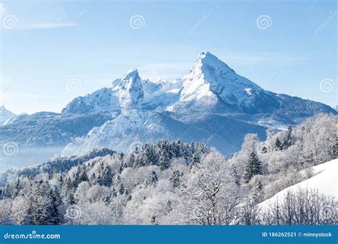Watzmann Mountain In Winter Bavaria Germany Stock Image Image Of