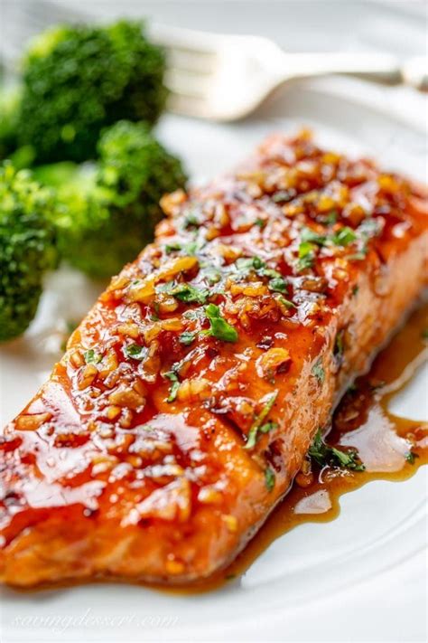 Spicy Honey Glazed Salmon In A Honey Lime Garlic Sauce Served With