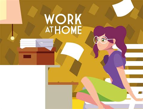 Young Female Freelancer Working Remotely From Her Home 1237884 Vector