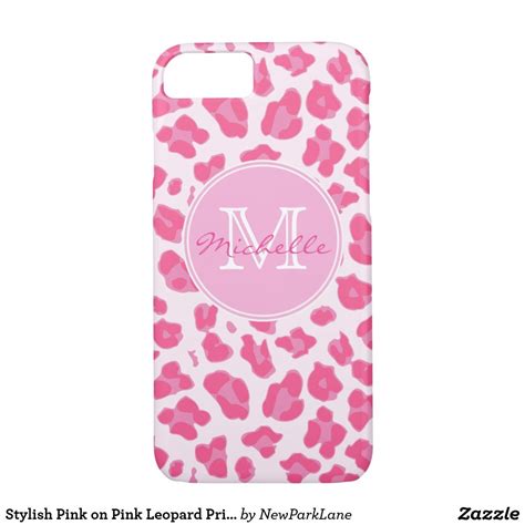Stylish Pink On Pink Leopard Print Monogrammed Iphone 87 Case