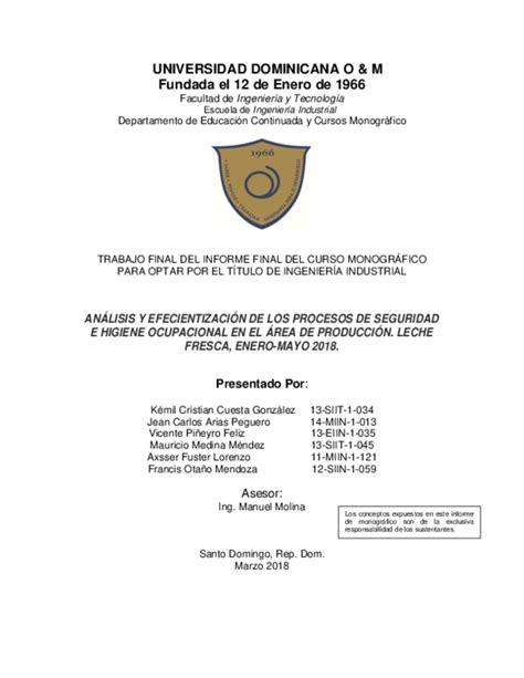 Pdf Universidad Dominicana O And M Fundada El 12 De Enero De 1966