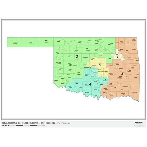 Oklahoma 2024 Congressional Districts Wall Map By Mapshop The Map Shop