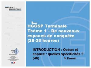 Hggsp Thme De Nouveaux Espaces De Conqute