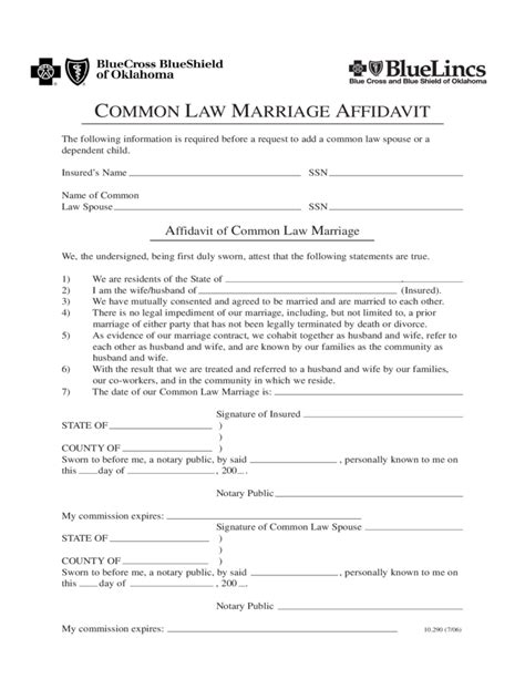 Common Law Marriage Affidavit Oklahoma Free Download