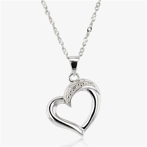 Silver Diamond Heart Necklace Heart Necklace Diamond Silver Diamonds
