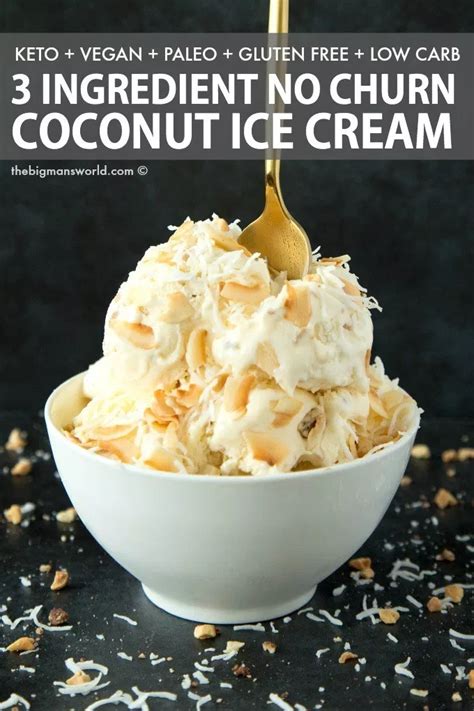The huge upside to this recipe is that you don't need an ice cream maker. 3 Ingredient Keto Low Carb Coconut Ice Cream recipe made WITHOUT an ice cream maker! No c ...