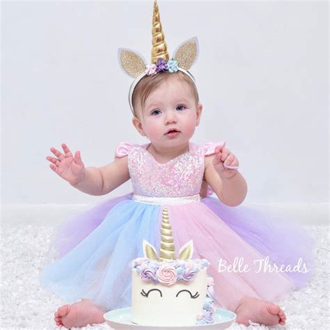 Whimsy Unicorn Dress Sparkle Romper Pastel Tutu Birthday Outfit Belle