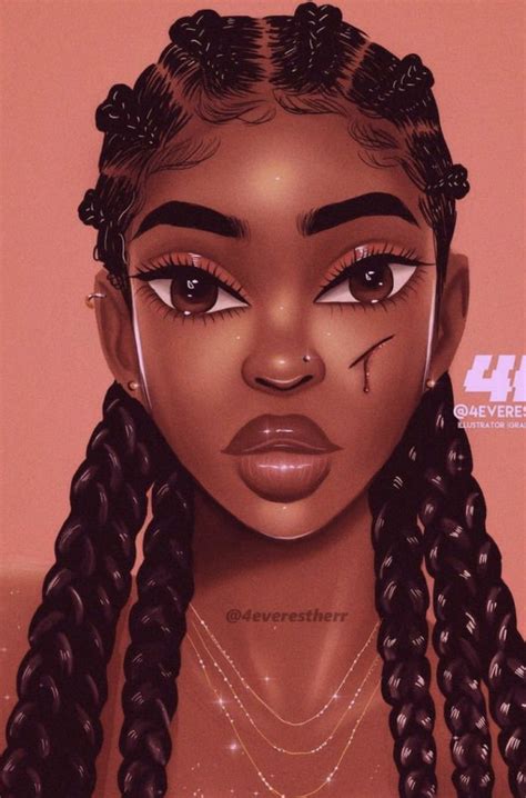 Black Love Art Black Girl Cartoon Girls Cartoon Art Braid Styles For