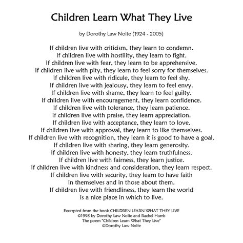 Children Learn What They Live Quotes For Kids Kids Learning