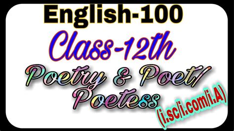 Poetry Andpoetpoetessenglish100 Youtube