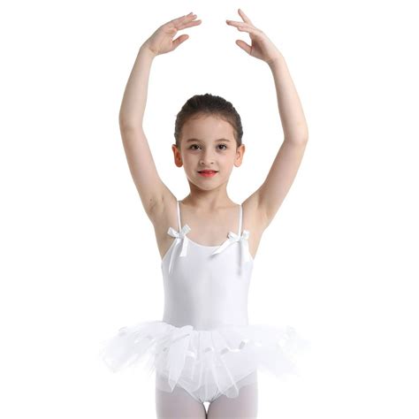 Iefiel Girls Lovely Bowties Spaghetti Straps Ballet Dance Gymnastics Leotard Tutu Dress