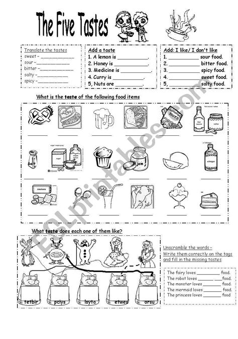 The Five Tastes Esl Worksheet By Ronit85 Vocabulary Worksheets