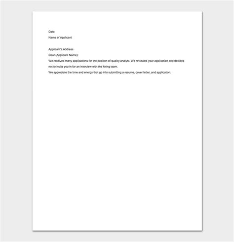 Rejection Letter Template 38 Free Samples And Formats