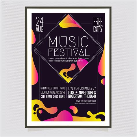 Music Festival Poster Template Free Vector Illustrated Music