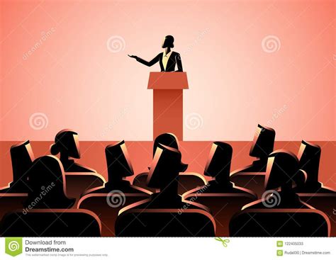 Woman Giving A Speech On Stage Stock Vector Illustration Of Education