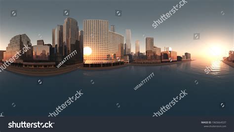 Cityscape Hdri Environment Map Round Panorama Stock Illustration