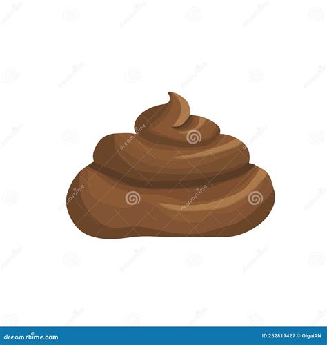 Brown Poop Vector Illustration Pile Of Dog Poo In Flat Cartoon Style