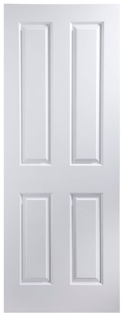 4 Panel Primed White Lh And Rh Internal Door H1981mm W762mm