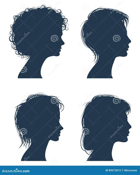 Woman Head Vector Silhouettes Female Face Profiles Girl Modern