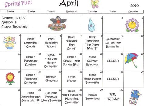 Pre K Monthly Calendar Student Calendar Pre K Lesson Plans