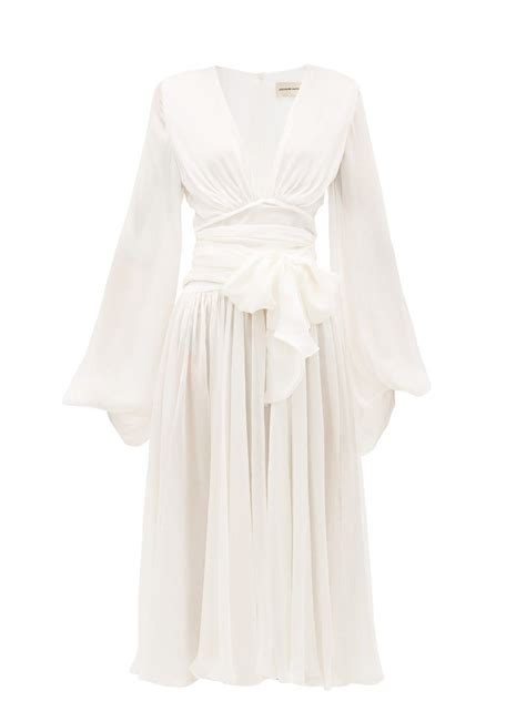 30 Ready To Wear Dresses For An Elopement Style Guide The Lane Cream Midi Dress Silk Chiffon