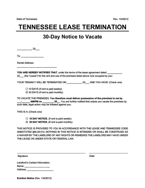 Free Tennessee Eviction Notice Forms Pdf And Word Templates