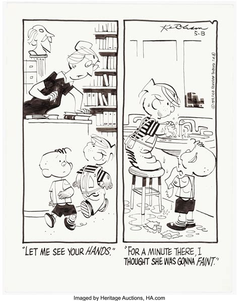 Hank Ketcham Dennis The Menace Daily Comic Strip Original Art Dated