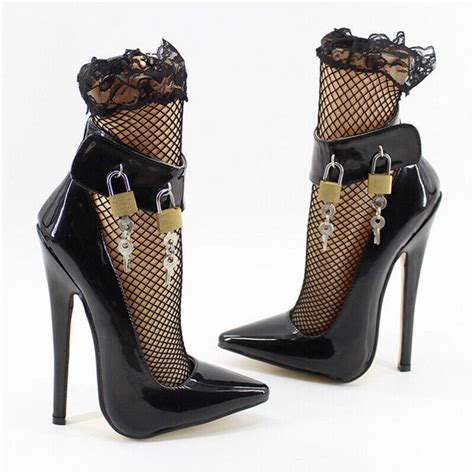 super high heels sm heeled ankle strap pointed toe lock stiletto sexy mesh shoes ebay