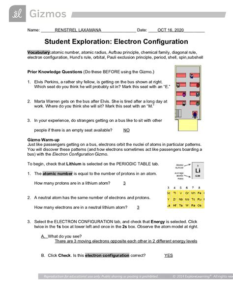 Electrons not placed in the correct. Student Exploration Electron Configuration Key / Http Test ...