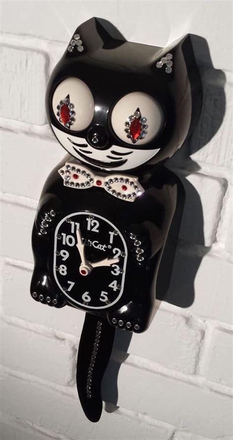 Classic Black Jeweled Full Size 155 Official Kit Cat Clock Kat Klock