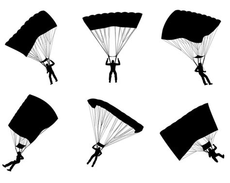 Big Collection Of Parachutists In Flight Vector Illustration — Stock