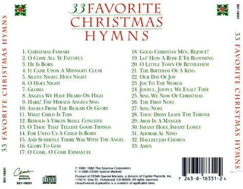 33 Favorite Christmas Hymns Various Artists Songs