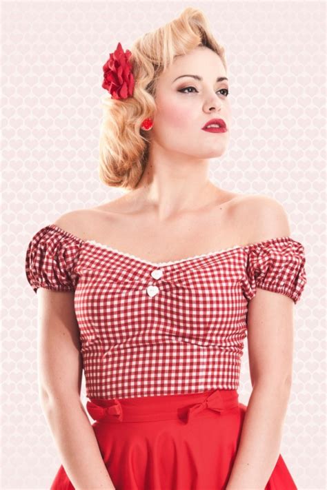 Dolores Top Carmen Gingham Top Red And White