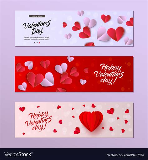 Happy Valentines Day Card Template Set Royalty Free Vector