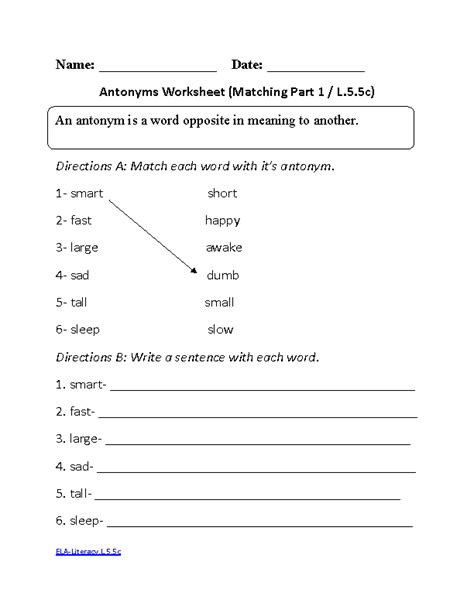 5th Grade Language Ars Worksheets Free Printables
