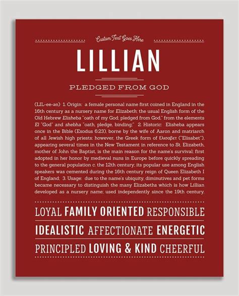 Lillian Classic Name Print Classic Names Personalized Art Print