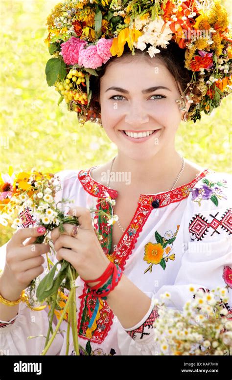 Young Girl In Ukrainian Traditional National Costume Ivan Kupala Day
