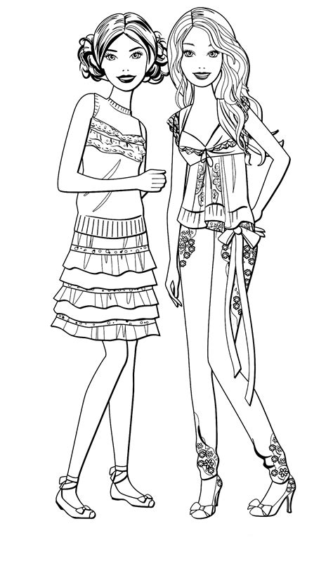 You can easily print or download them at your convenience. Coloring page - Barbie friends