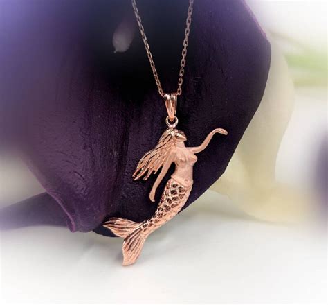 925 Rose Gold Mermaid Necklace Mermaid Pendant And 925 Rose Etsy